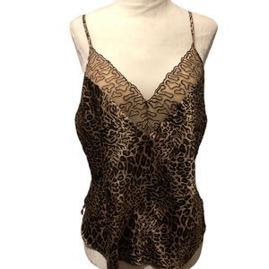 Vintage Leopard Print Lace Trim Camisole